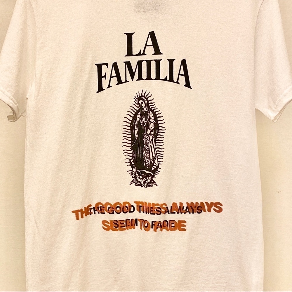 Our Lady Guadalupe T Shirt NWT Small Mens, La Familia, White, Catholic, Mary - Picture 4 of 8